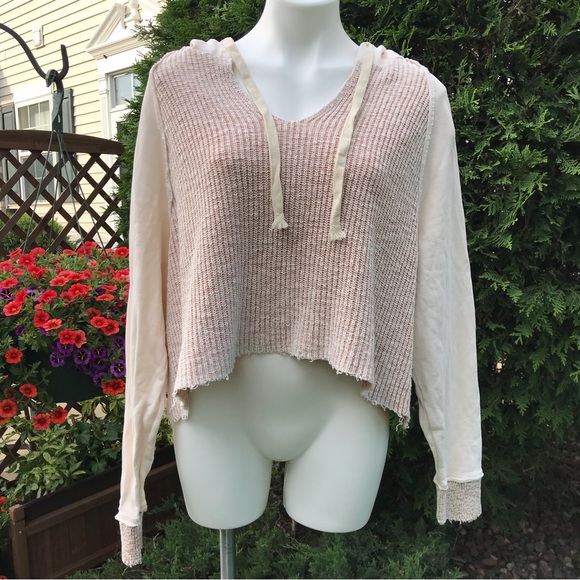 💙 Free People Knit Cropped Hoodie Sweatshirt - Picture 12 of 12